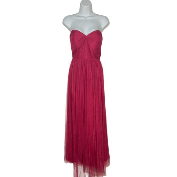 Jenny Yoo Collection Annabelle Dress Tulle Convertible Bridesmaid Red Crimson 8 - Picture 7 of 15